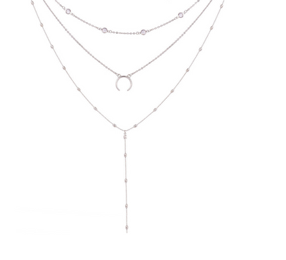 Bohemian Moon Pendant Multi-Layer Handmade Necklace