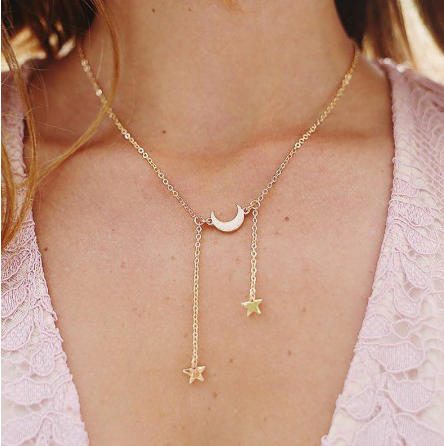 Moon and Star Pendant Necklace