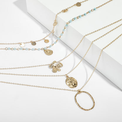 Fashionable Multi-Layer Turquoise Floral Necklace