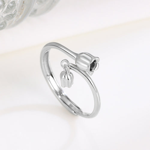 S925 Silver Elegant Flower Open Ring for Women
