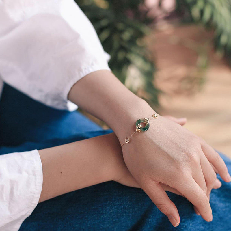 Pearl Floating Flower Jade Chalcedony Bracelet