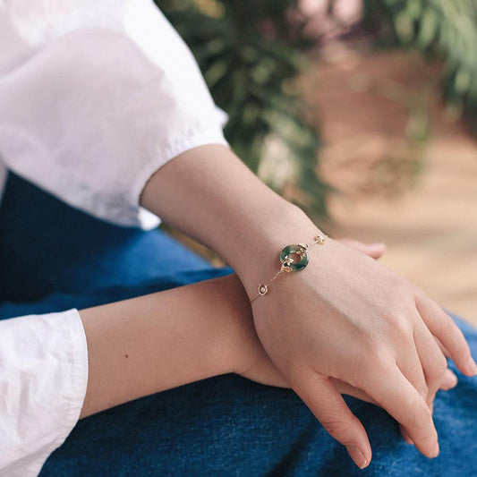 Pearl Floating Flower Jade Chalcedony Bracelet