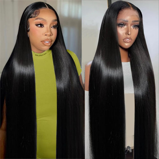 DGGDGG 250% Density HD Lace Front Wigs Human Hair 13x4 Straight Lace Front Wigs Human Hair pre plucked Bleached Knots Transparent Lace Frontal Wig for Women (250% Density Straight Wigs 22inch)