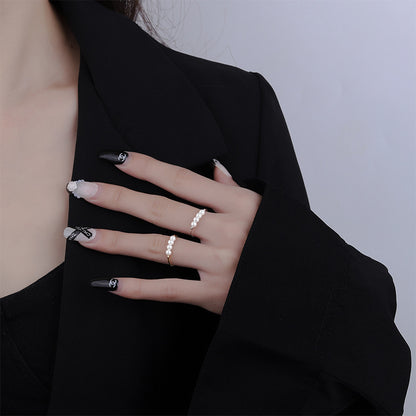 S925 Silver Retro Pearl Ring for Women