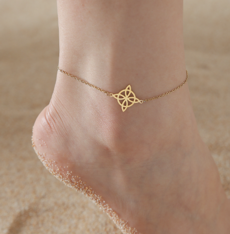 Witch Knot Anklet for Women - Stainless Steel Double Layer