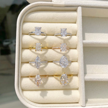S925 Sterling Silver Geometric Ring with Zirconia