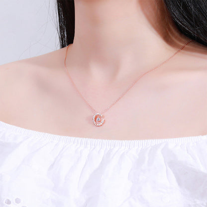 Rose Gold Diamond Zirconia Pendant Necklace S925 Silver