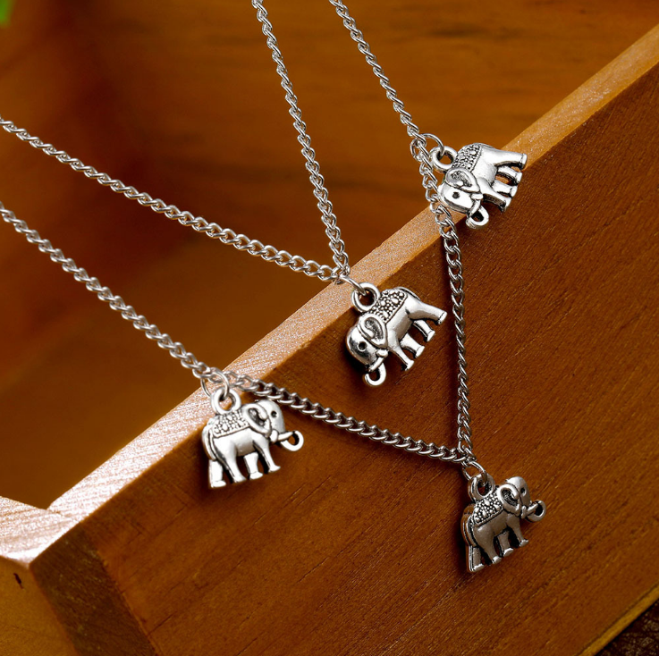 Vintage Fashion Elephant Pendant Layered Necklace