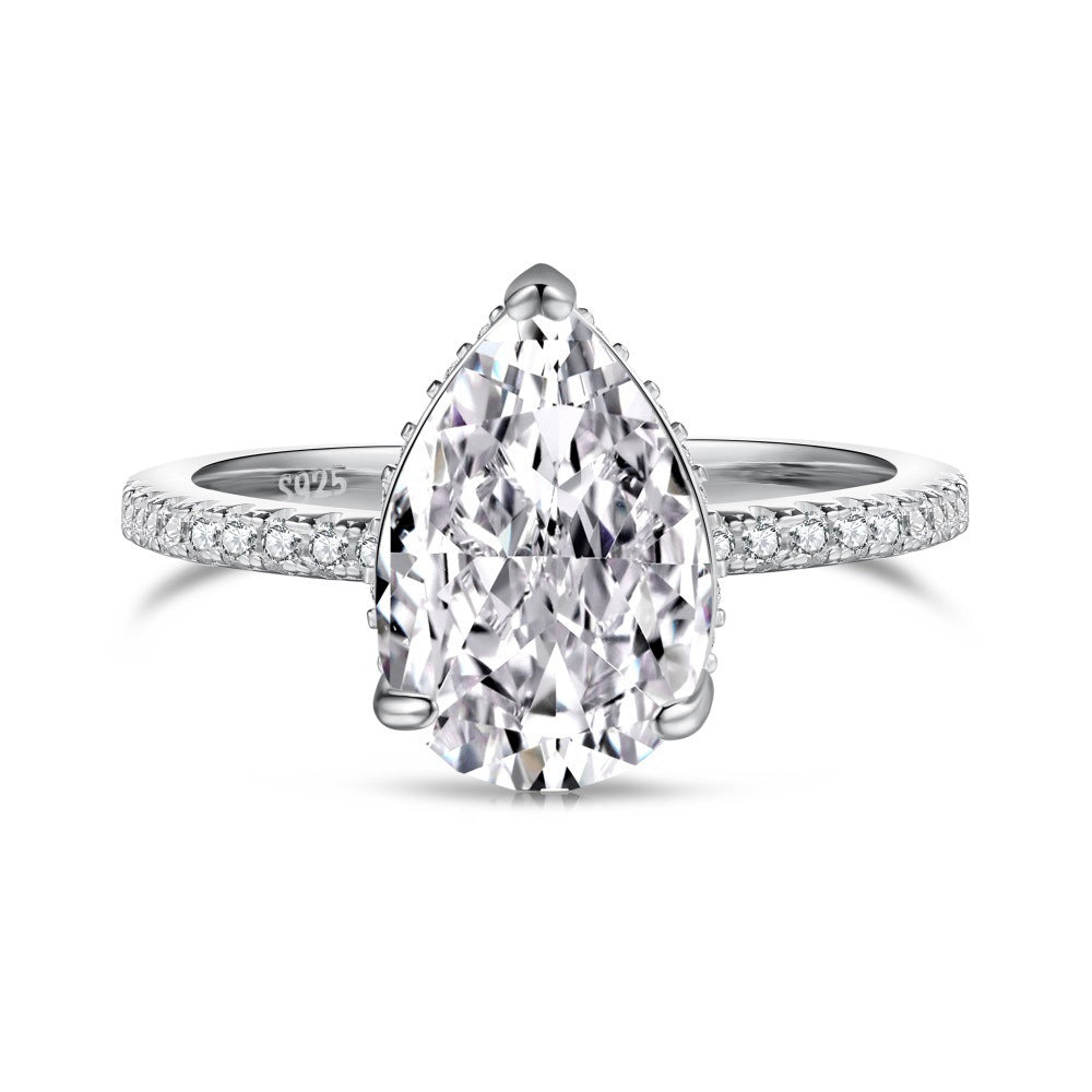 S925 Sterling Silver Geometric Ring with Zirconia