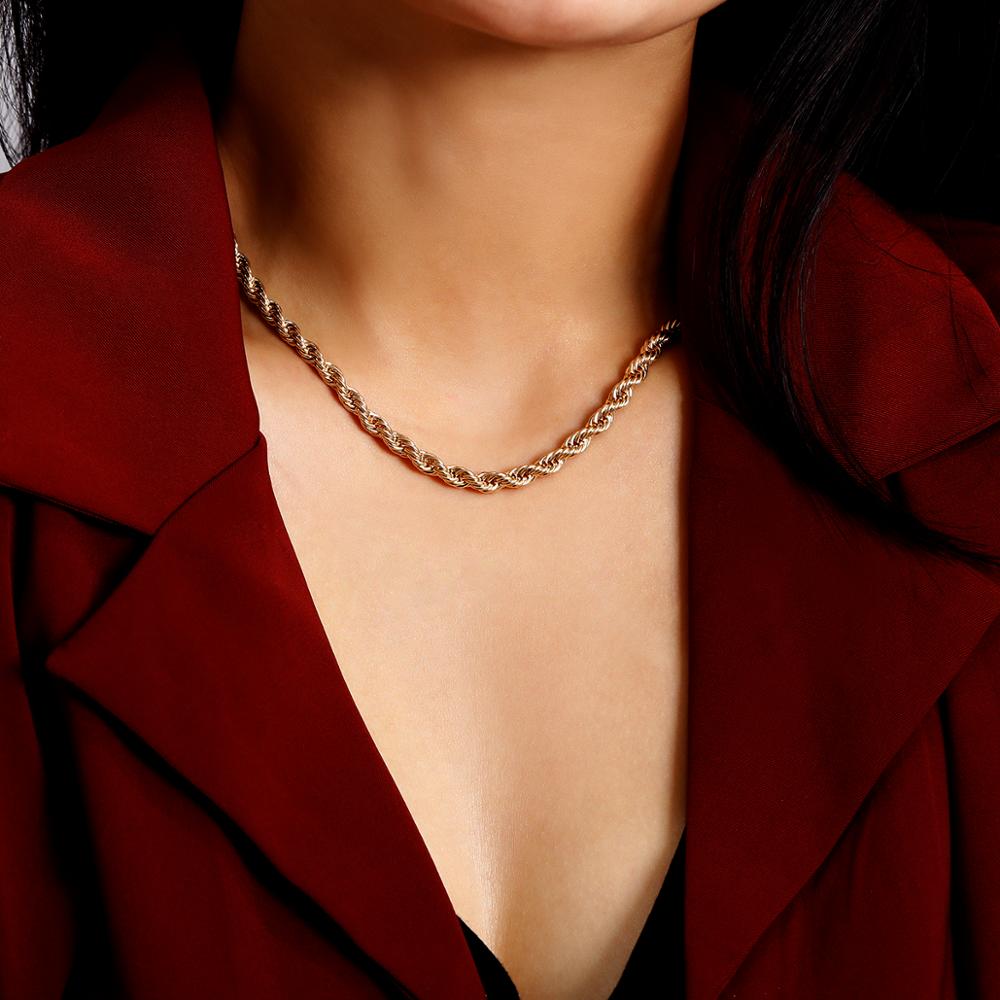 Simple Layered Twisted Chain Necklace for Women