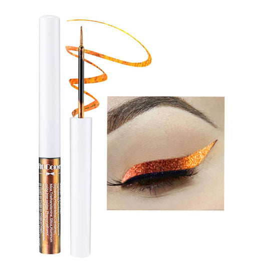 Mysense Chameleon Liquid Glitter Eyeliner Metallic Satin Eyeliner Liquid Liner Multi-Reflective Sparkle Finish Smudge-proof Long-lasting Glitter Eye Shadow Makeup #03 Brown