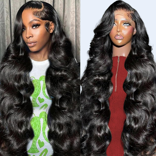 26 Inch Body Wave Lace Front Wigs Human Hair Pre Plucked HD Transparent 13x6 Lace Frontal Wigs Human Hair 180% Density Human Hair Lace Front Wig for Women with Baby Hair Glueless Wig