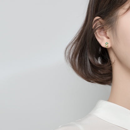 S925 Silver Korean Style Asymmetric Pineapple Earrings