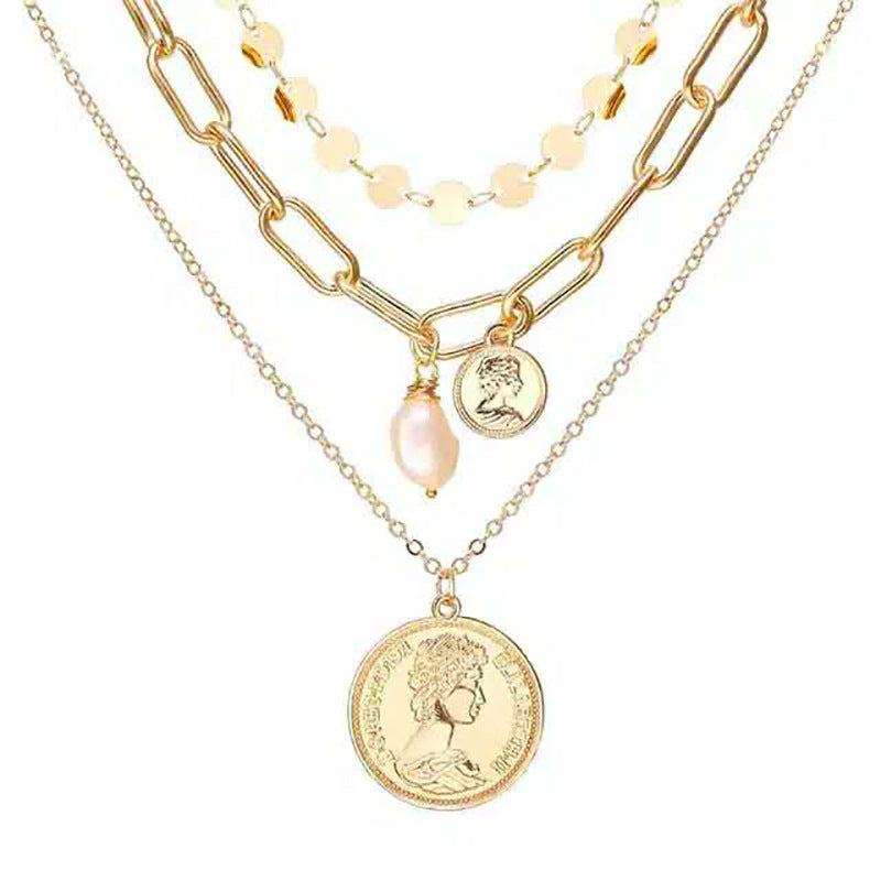 Alloy Multi-Layer Necklace with Star and Moon Pendant