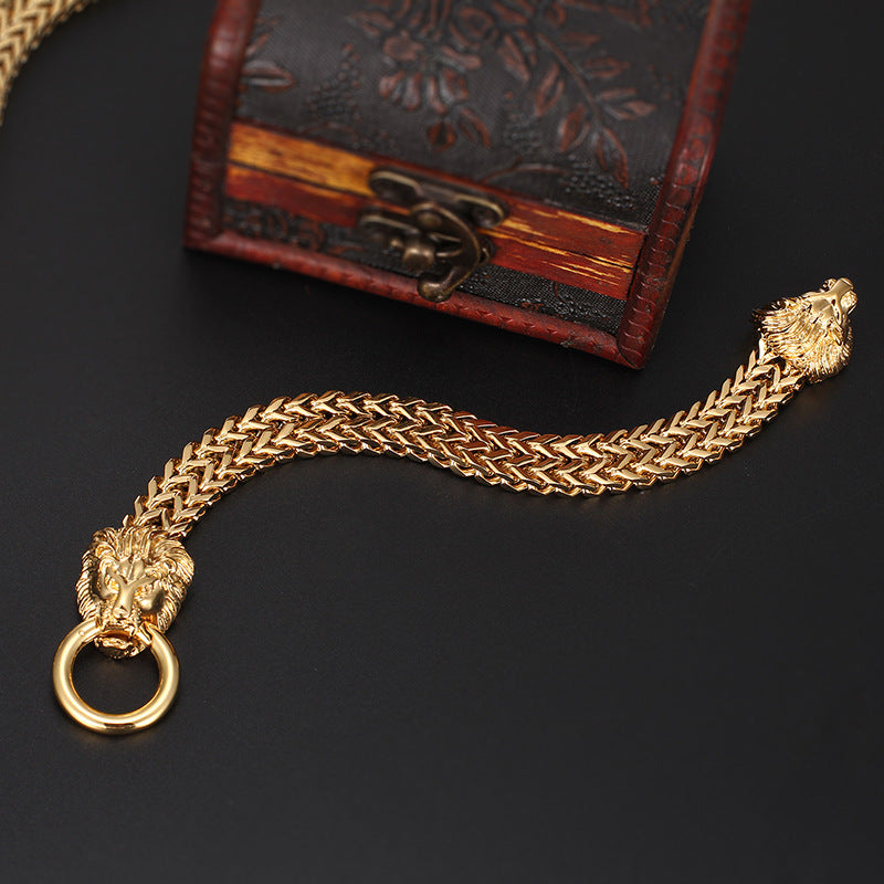 Men's Lion Head Bracelet in Stainless Steel
