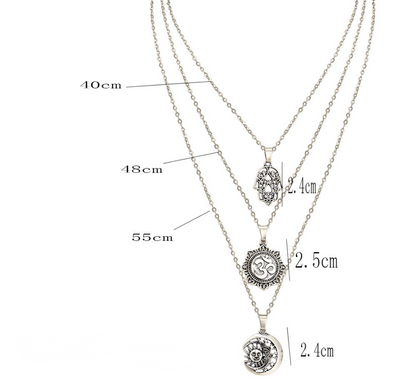 Layered Star and Moon Necklace Set