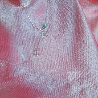 S925 Silver Moonstone Unicorn Necklace for Women