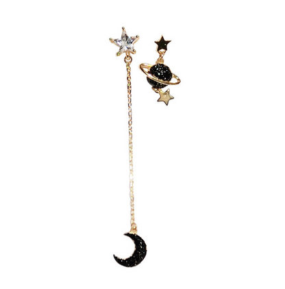 S925 Silver Moon and Star Stud Earrings