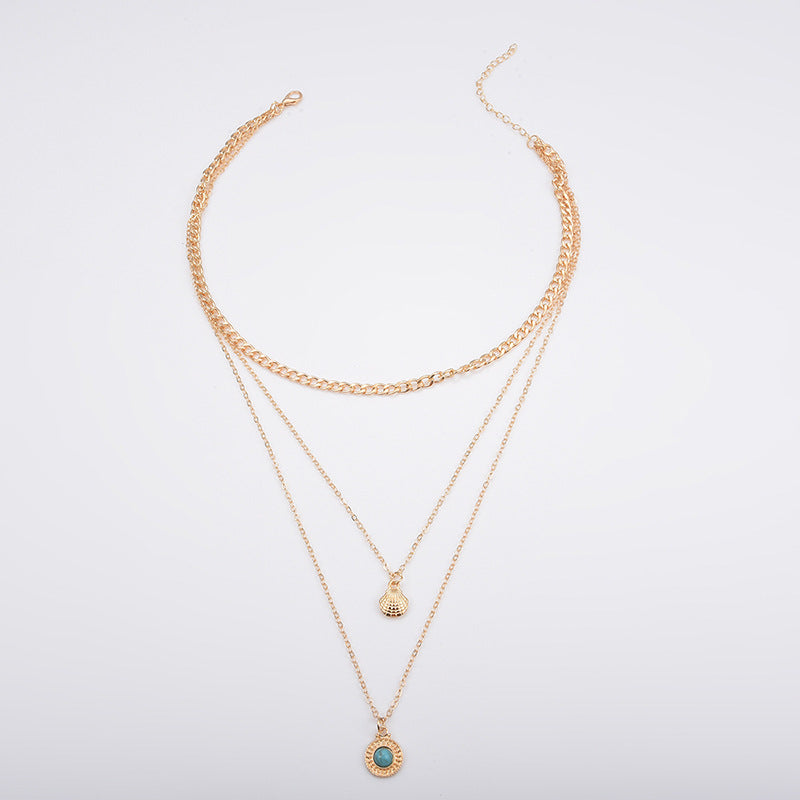 Fashionable Layered Turquoise Pendant Necklace for Women