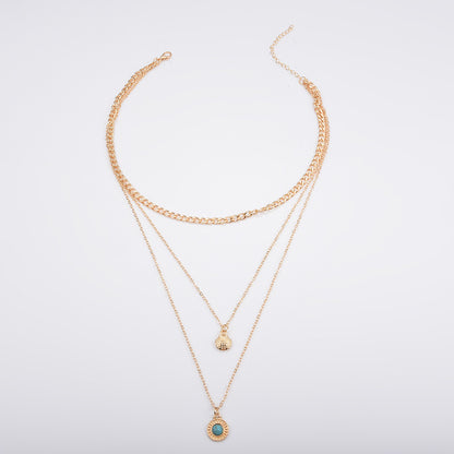 Fashionable Layered Turquoise Pendant Necklace for Women