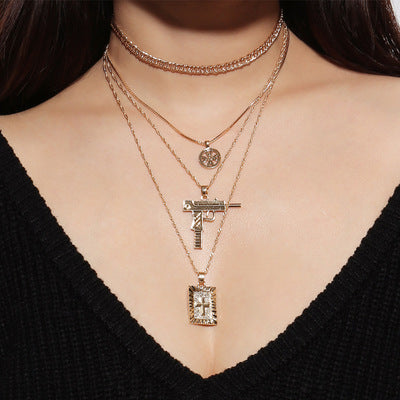 Fashionable Multi-Layer Cross Necklace for Women