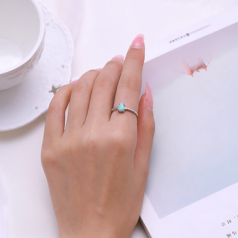 S925 Silver Opal Ring - Elegant Korean Design for Women