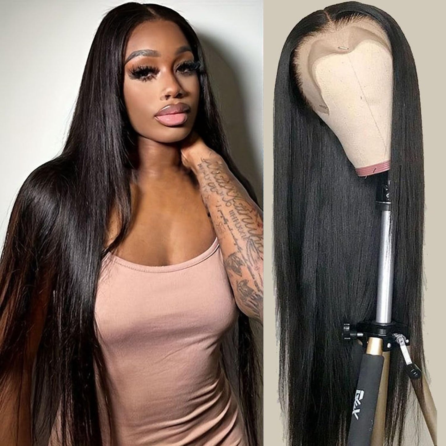 13x6 HD Straight Lace Front Wigs Human Hair WIgs Transparent Bone Straight Lace Frontal Human Hair Wigs for Woman Pre Plucked with Baby Hair Virgin Lace Frontal Wigs Glueless 150% Density 26inch