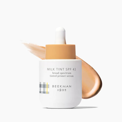 Beekman 1802 Milk Tint Face Primer with SPF 43 Tan - Oxybenzone Free - 1 oz - Tinted Mineral SPF Makeup Primer & Moisturizer - Blends Seamlessly - Good for Sensitive Skin - Cruelty Free