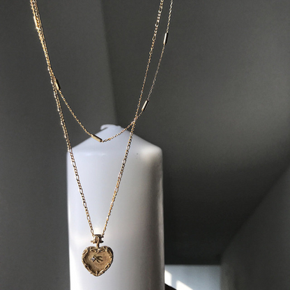 S925 Silver Korean Style Double Layer Heart Necklace