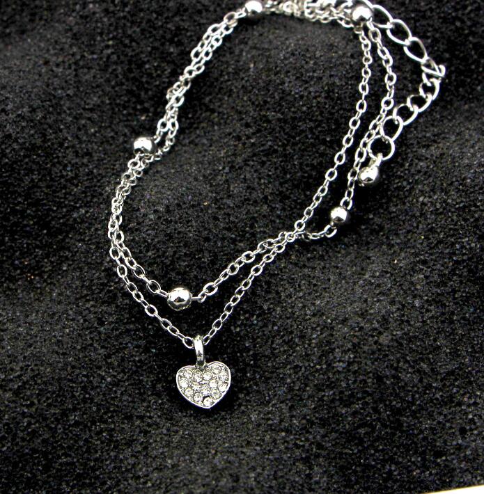 Cute Heart Double Layer Anklet with Star Charm