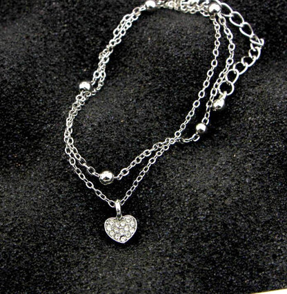Cute Heart Double Layer Anklet with Star Charm