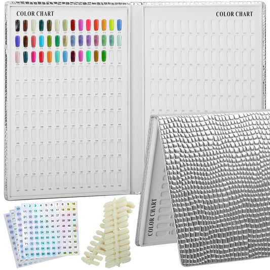 vnjaoi 308 Nail Polish Swatches Book Leather Nail Color Display BookUV Gel Polish Book Nail Painting Practice Design Board Fake Tips Nails Sample Display Nail Art for Nail Salons