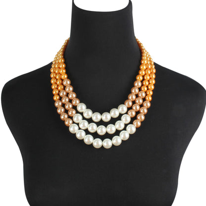 Fashionable Double Layer Pearl Necklace for Sweaters