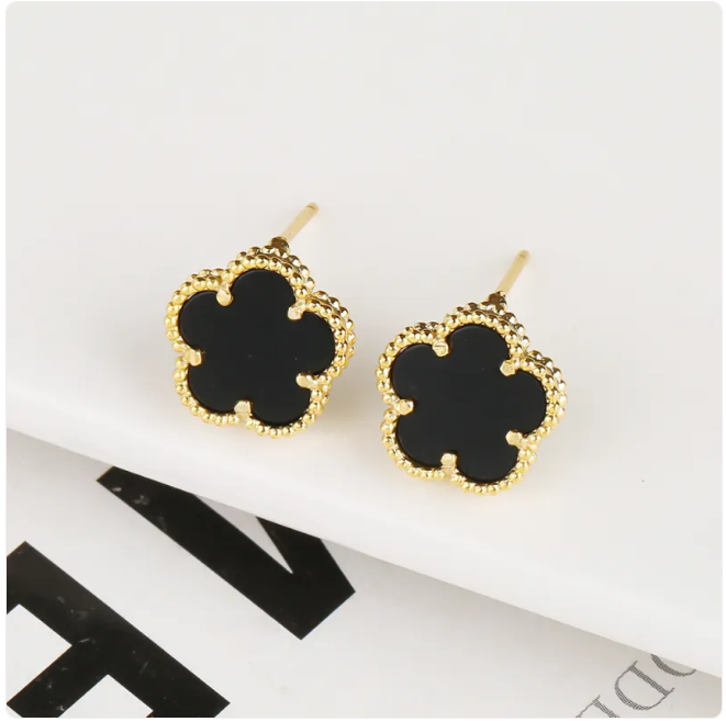 Five-Petal Stone Earrings
