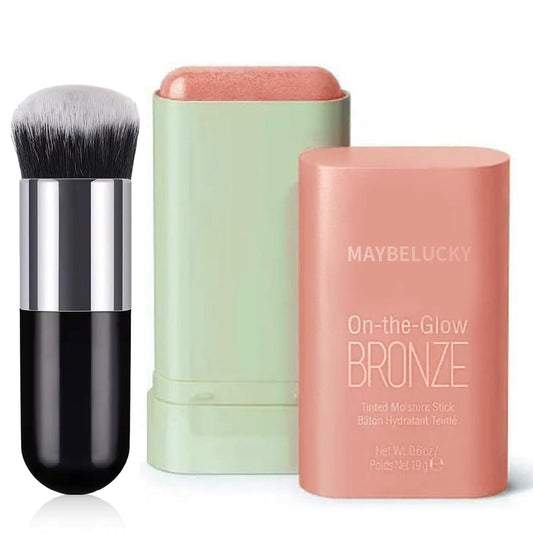 Tiejdhr Multi-Use Makeup Blush Stick Send for Makeup Brush Waterproof & Moisturizer Beauty Tinted Solid Blush Stick Facial Contouring Highlight & Brighten Face Stick (#01 Shine Pink)