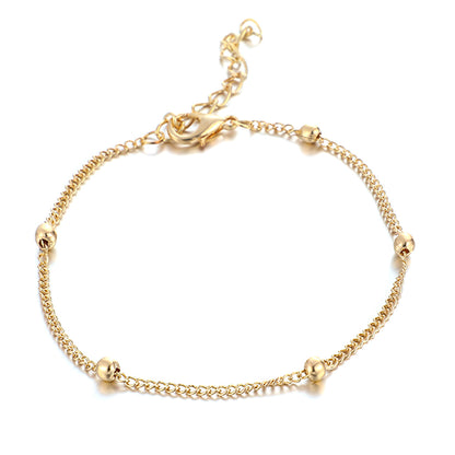 Chic Simple Beaded Anklet with Tassel and Pendant