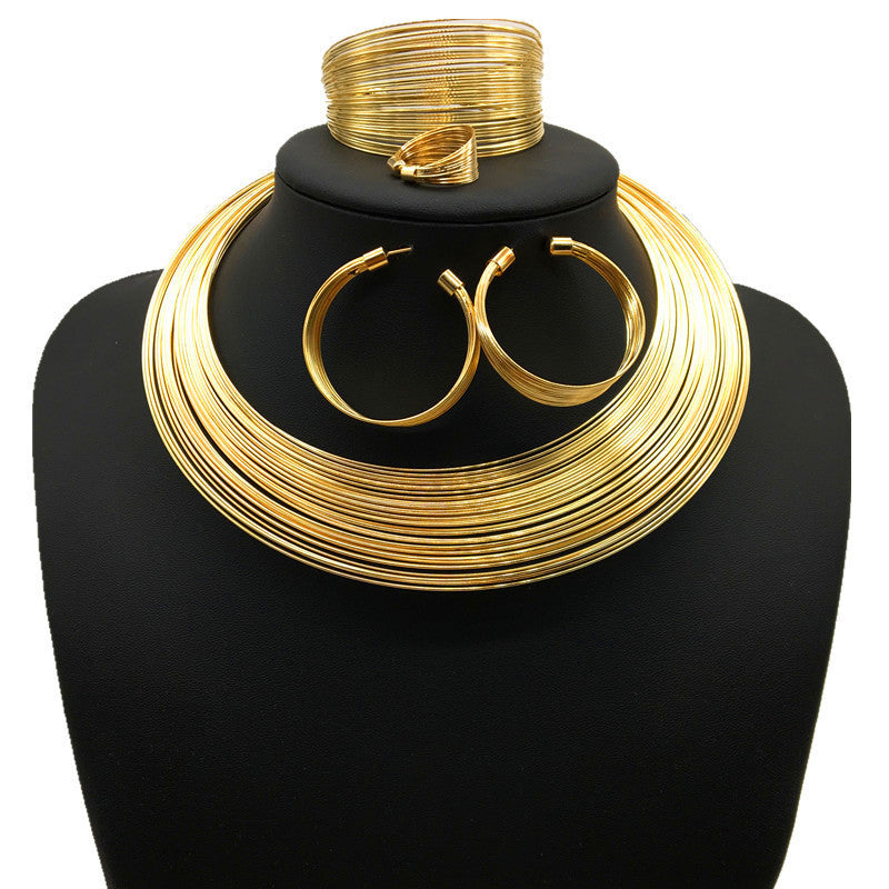 Nigerian Bride Necklace Set - Alloy Multi-strand Jewelry