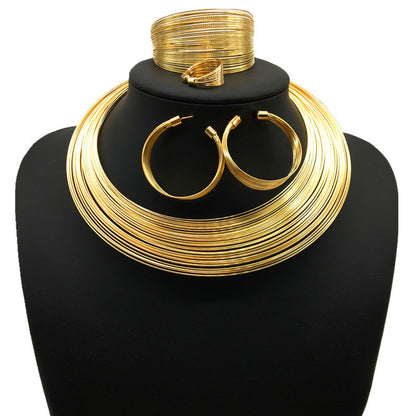 Nigerian Bride Necklace Set - Alloy Multi-strand Jewelry
