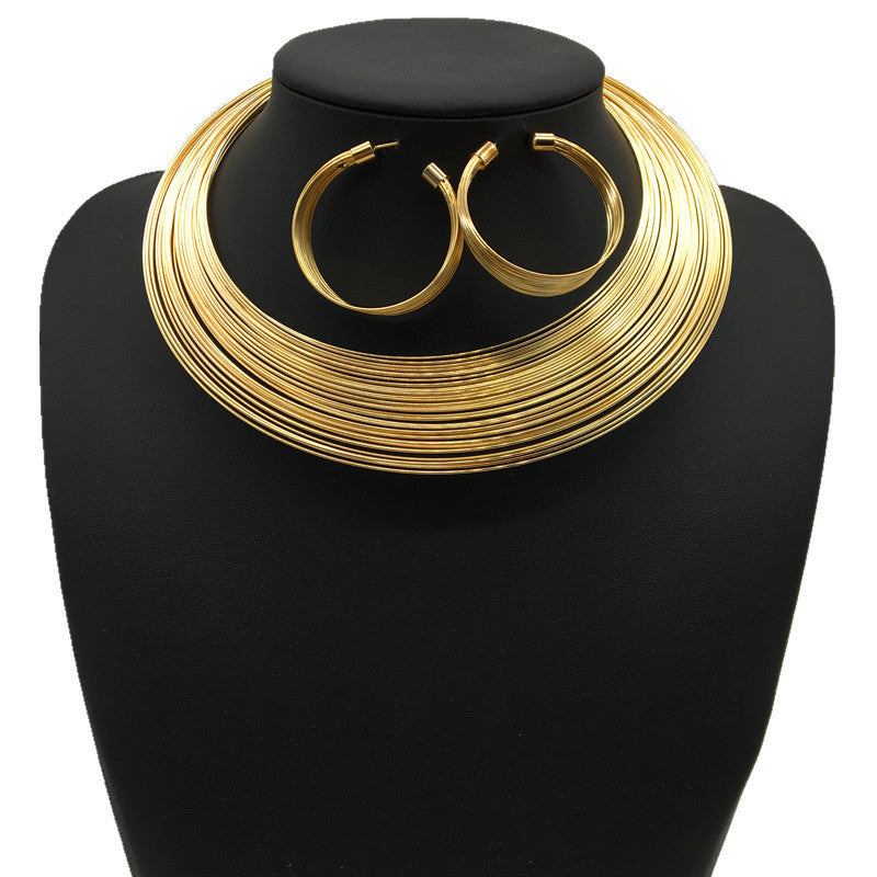 Nigerian Bride Necklace Set - Alloy Multi-strand Jewelry