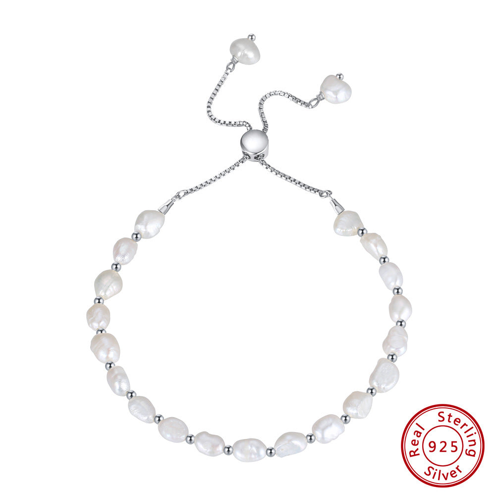 S925 Sterling Silver Natural Freshwater Pearl Bracelet