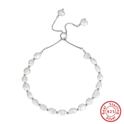 S925 Sterling Silver Natural Freshwater Pearl Bracelet