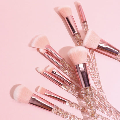 Makeup Brush Set of 10 - Face, Eye, and Contour Brushes