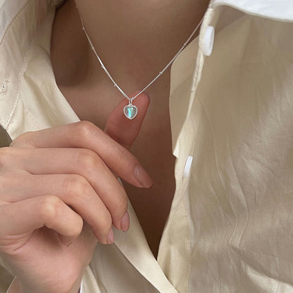 Heart Shaped Moonstone Necklace with Layered Design