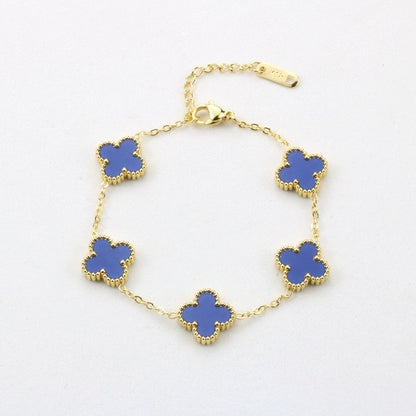 High-End Four Leaf Clover Bracelet in Titanium Steel