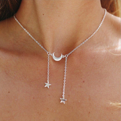 Moon and Star Pendant Necklace