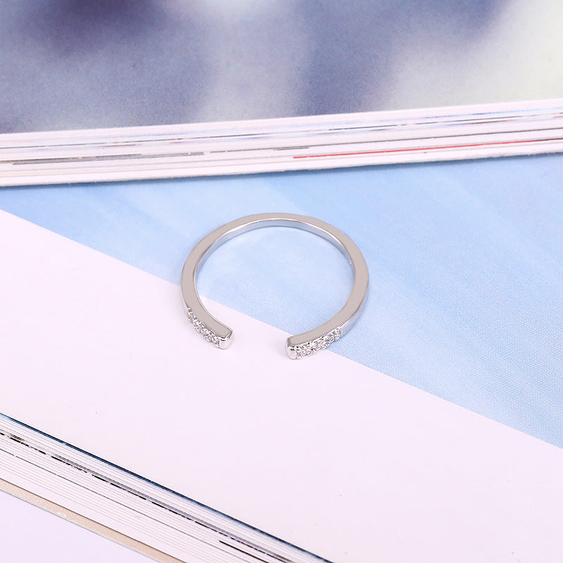 S925 Silver Adjustable Ring with Zirconia for Women