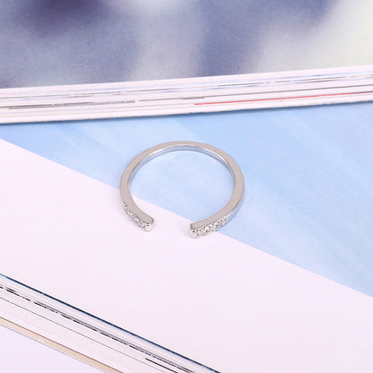 S925 Silver Adjustable Ring with Zirconia for Women