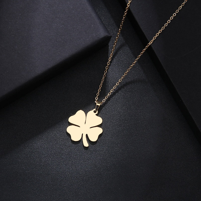 Minimalist Stainless Steel Four-Leaf Clover Necklace