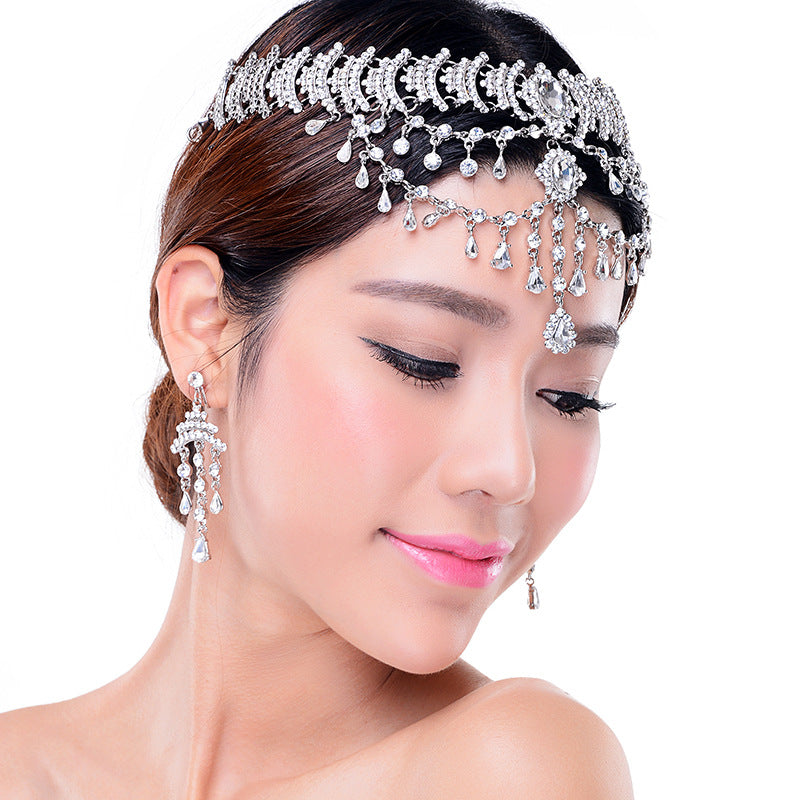 Bride Crown Jewelry Set with Alloy Earrings and Headpiece