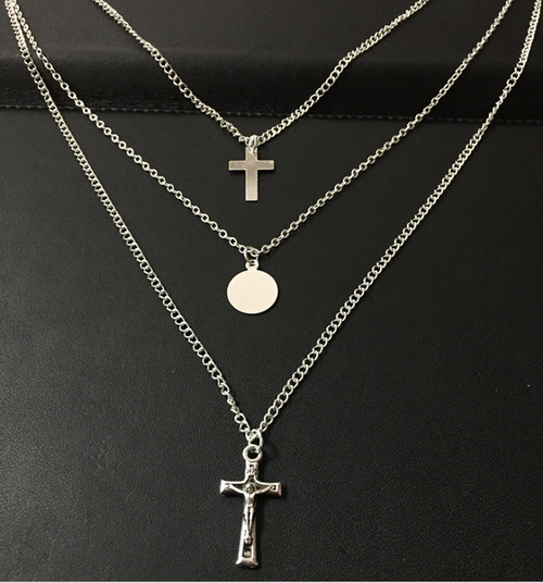 Layered Cross Pendant Necklace